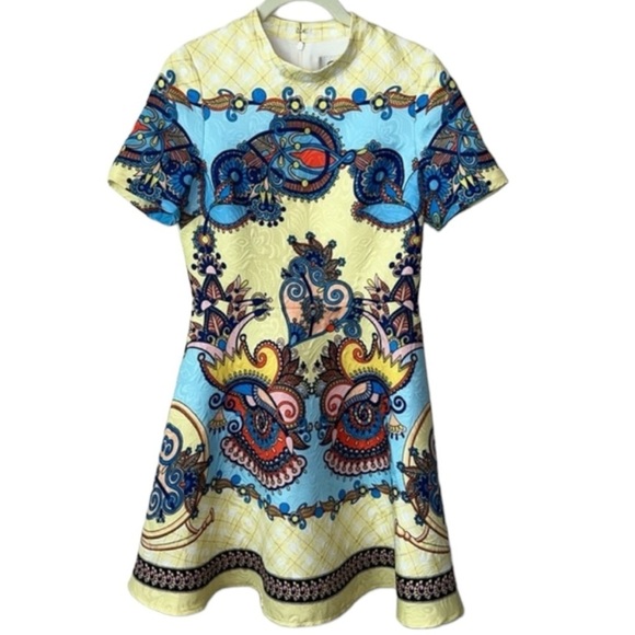 Comino Couture London Lemon Check Abstract Dress Size 8 - Picture 4 of 16